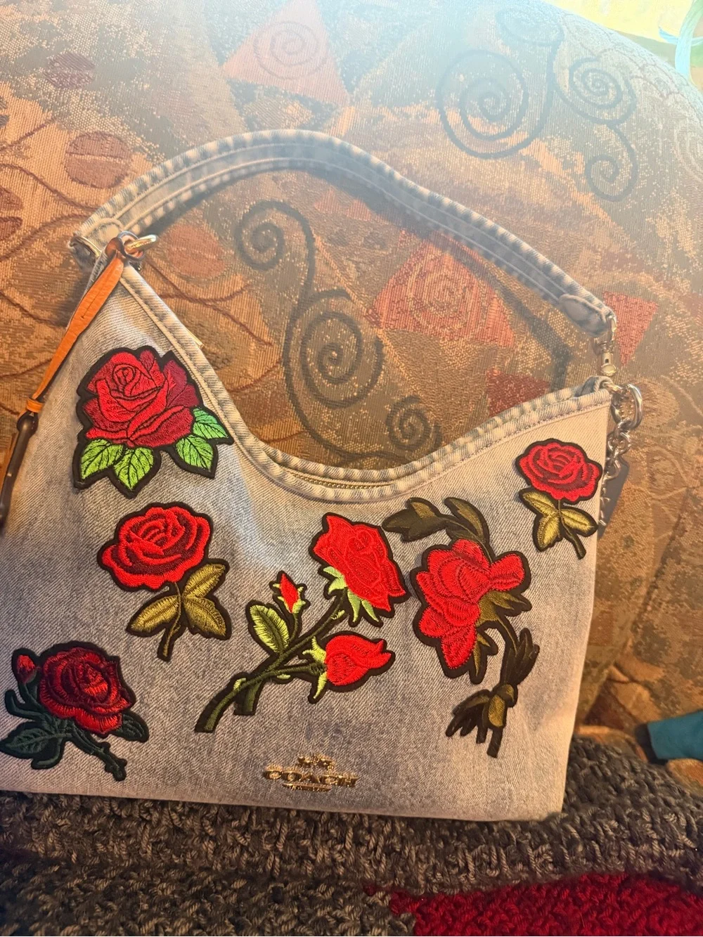 2026 Coach Loved indigo Blue Denim Laurel with added custom patches